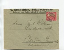 Saargebiet Brief Mi 90 Sulzbach 21.11.25 A. Schneider Lebensmittel Futtermittel