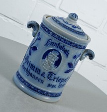 alter Steingut Kautabak Topf mit Deckel Grimm & Triepel Nordhausen 1940er J.