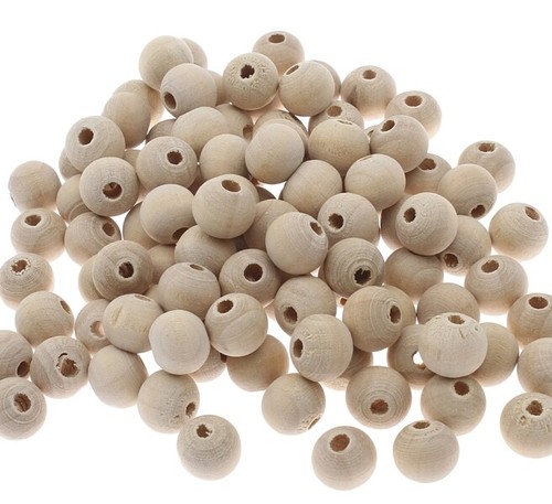 500stk holzperlen natur rund - holzperlen,
