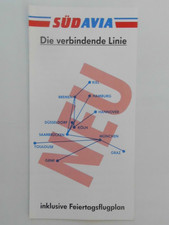 SYSTEM TIMETABLE SÜDAVIA FLUGGESELLSCHAFT 1980S ROUTE MAP