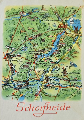 Schorfheide wanderkarte ddr - ak,