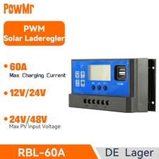 PWM 60A Solarladeregler Solar Regler Photovoltaik Panel Dual USB 12V/24V LCD