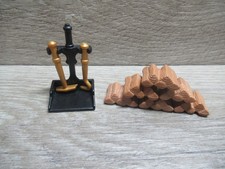 Playmobil Zubehör | Schürhaken & Holzstapel zum Kamin für Puppenhaus