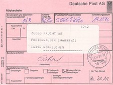 733304) Bund Rückschein aus