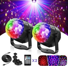 2PCS LED Disco Lights, 15 Colors Stage Lamp USB Rotating Bulb Remote Control