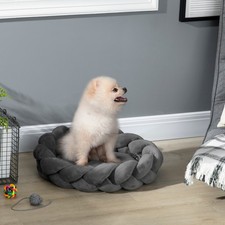 PawHut Hundebett, Rundes Hundekissen, Haustierbett Hundesofa für Mini-Hunde Samt