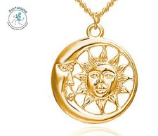 Halskette Halbmond Sonne Mondsichel Amulett Talisman Glücksbringer Geschenkidee