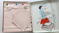 VINTAGE PICHLER LEINEN TISCHDECKE SET FLACHSBLÜTE SAMMELOBJEKT DEKO der 70er OVP