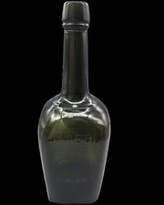 Antike Grüne Maggi Glasflasche mit Relief-Schriftzug 1920er