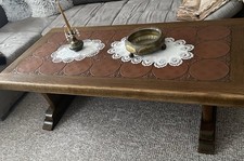 Couchtisch, Eichentisch, Massivholz mit gebrannten Kacheln