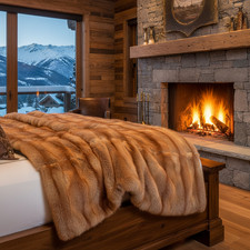 220 x 150 cm Echtfell Neu Furchtüberwurf Fuchs Plaid Tagesdecke Überwurf Decke