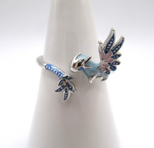 Offener Ring 925 Sterling Silber & blaue Emaille Drache