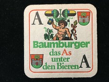 Bierdeckel der Brauerei Baumburger mit Motiv Schafkopfkarten Eichel As