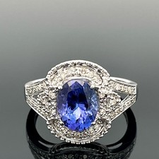 RING  GR.17,5 (CA.55) 925/-SILBER MIT TANSANIT & DIAMANTEN SCHMUCKJAGD