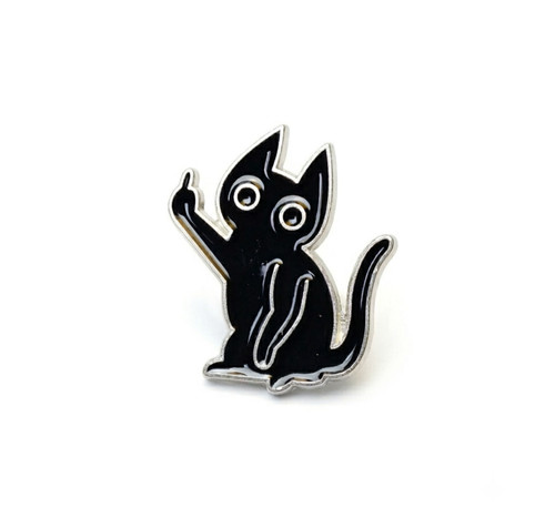 Schwarze katze pin - schwarze,