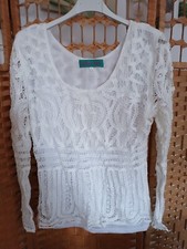 Damen Shirt* Spitze*Farfalla Rosso*Gr. 36,38* Weiß* gefüttert*kleine Perlen