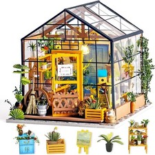 Robotime Miniatur DIY Puppenhaus Küche Kits mit Licht DIY Holz Mini Haus Modell