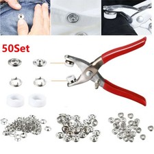 50 Set Druckknopf Druckknöpfe Nähfrei Buttons Werkzeug Ring Mit Druckknopfzange