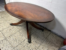 Tisch oval Mahagoni Heldense Stil massiv furniert, Couchtisch  Holz Löwen Fuß