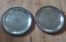 2x altes versilbertes Tablett