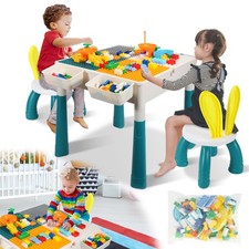 Kindersitzgruppe Stauraum Kindertisch Schreibtisch Kindermöbel Set mit 2 Stühle