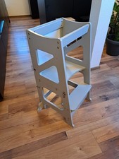 Montessori Lernturm Grau 2-in-1, Klappbar, Mit Tafel, Kinder Learning Tower