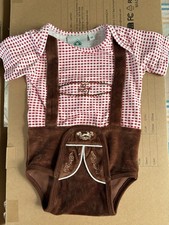 Isar Trachten Baby Body Gr. 68 Lederhosen Optik Wiesn Neu