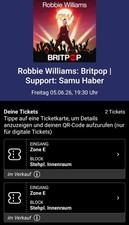 Tickets robbie williams - 2x,