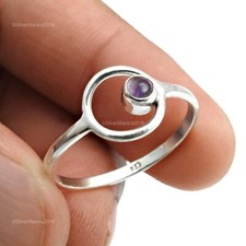 Solid Sterling Silber Amethyst Stein Blende Weihnachtsgeschenk Promisewife Ring