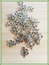 20 x Kleeblatt Glücksanhänger ♥ Schmuckherstellung Basteln Deko Charms Silber