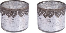 2er Set Windlicht Teelichtglas
