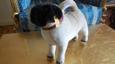 Steiff Mops 079085 27cm, mit Fahne, mit Halsband, Vitrinenstück, gebraucht!
