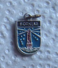 Metall Bettelarmband Wappen Anhänger - Borkum - Deutsches Reich !