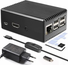 Miuzei Raspberry Pi 3 B+ Gehäuse mit Netzteil Raspberry Pi 3B Gehäuse Aluminium