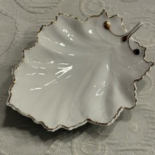 Wundervolle BlattSchale Weiß/Gold-HÖCHSTER PORZELLANMANUFAKTUR-CA.1950 OVP TOP