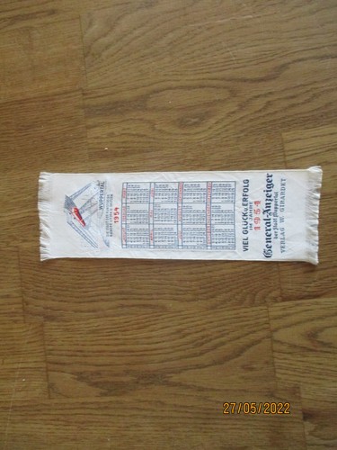 Kleiner stoffkalender 1954 - kleiner,