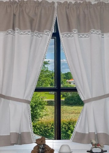 Landhaus gardine set 2st weiß - gardine,