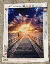 Diamond Painting Bild Strand See Steg Fertiges Bild fertig Sea Sonne 30x40 Sun