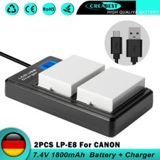 2x LP-E8 Akku Für Canon EOS 700D 600D 550D 650D Rebel T3i T2i + Dual Ladegerät 