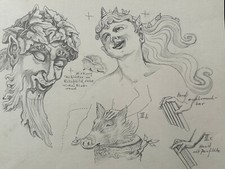 VINTAGE KOHLE ZEICHNUNG AUF