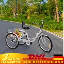 Klapprad Dreirad für Erwachsene 24 Zoll 7-Gange 3-Räder Fahrrad mit Einkaufskorb