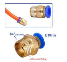 1/4" auf 10mm männlich Messing Fitting Druckluft Schlauch Pneumatik Adapter 10mm