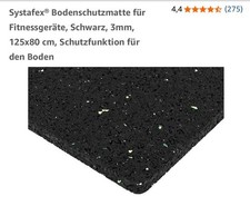 Unterlegmatte Bodenschutzmatte für Fitnessgeräte Bodenmatte 3mm 125x80 cm