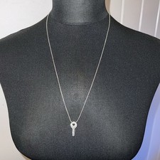 Diamonique Schlüssel Anhänger & Sterlingsilber Schlangenkette Halskette *sehr guter Zustand* y2k Vintage