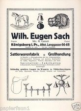 Sattler Waren Eugen Sach Königsberg Reklame 1922 Maulkorb Schaukelpferd Dattel