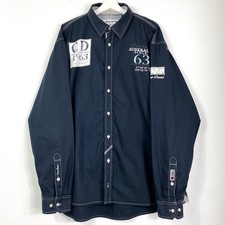 Camp David Hemd Freizeithemd Gr.XXXL Herren Langarm Blau Bestickt Logo
