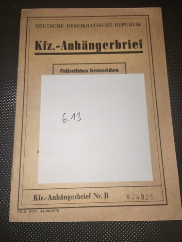 Ddr kfz brief anhänger - ddr,