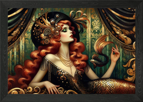 Goldene art deco meerjungfrau - art,