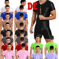 DE Herren ÖL Glanz Body Bodysuit Kompression Unterwäsche Sport Trikot Leotard 