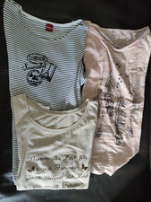 3 Kurzarm- T-Shirt's in M: H&M, beige/OLSEN, schwarz gestrei/ein T-Shirt ,rosa